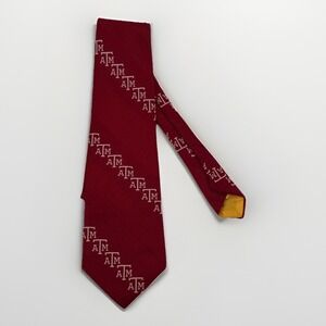 Vintage Texas A&M Aggies Necktie Battlestein's Houston Maroon Yellow Polyester